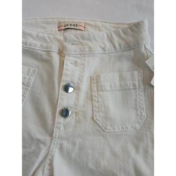 GUESS Women's Button Fly Denim‎ Bermuda Shorts White Size 24 NWT - Picture 2 of 5
